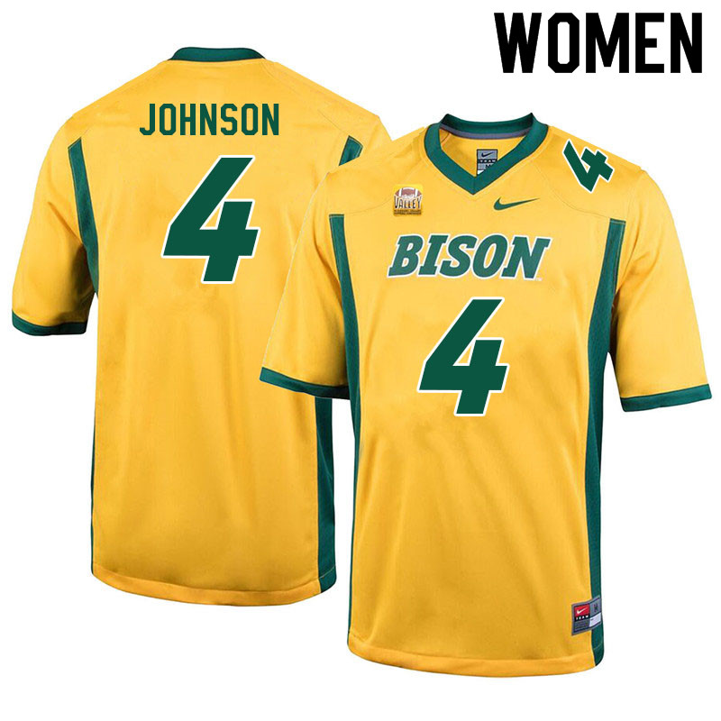 Women #4 Kobe Johnson North Dakota State Bison College Football Jerseys Sale-Yellow